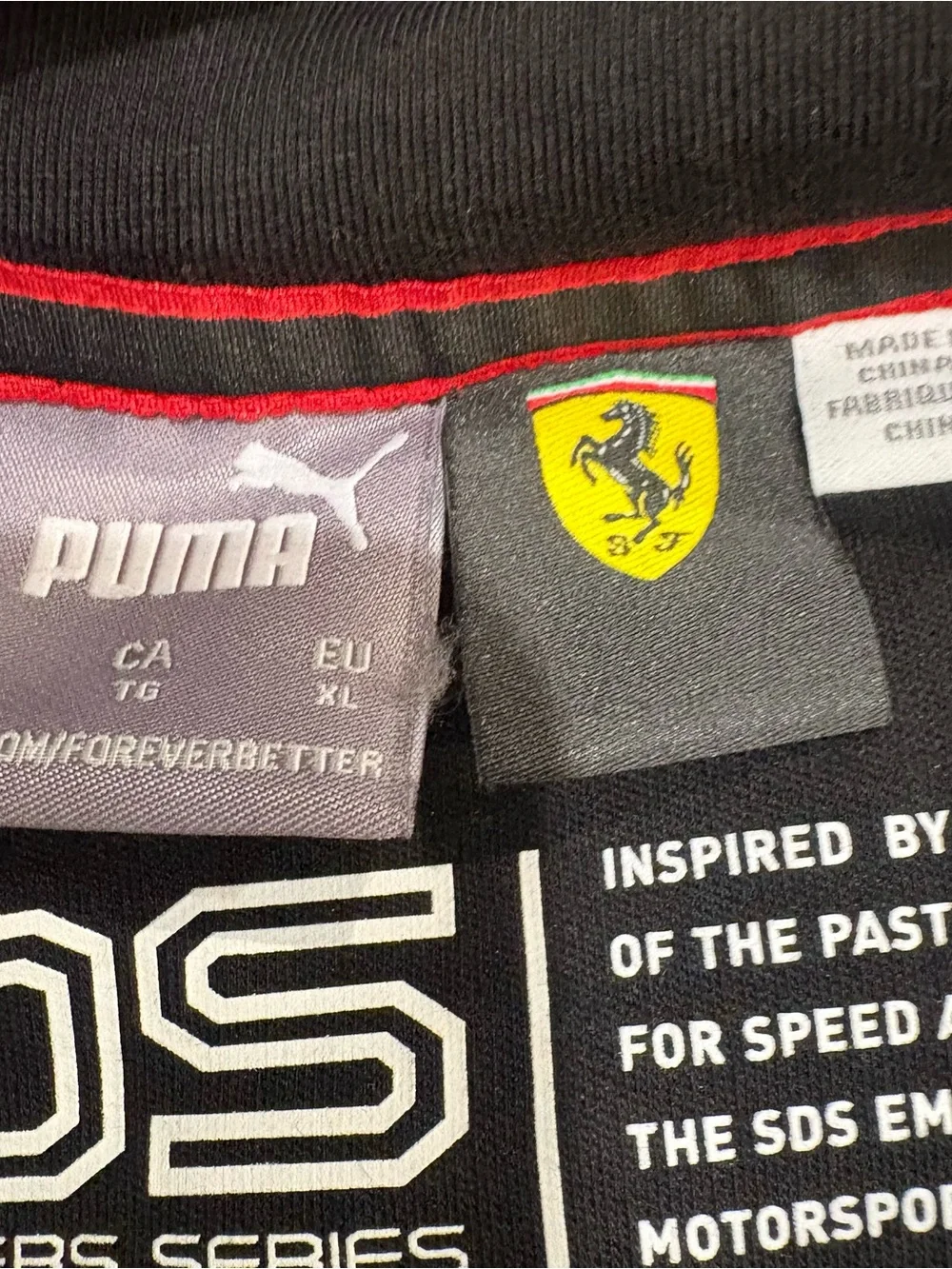 Puma Ferrari Race SDS Hoodie Black Red Men’s XL Pullover Sweatshirt
